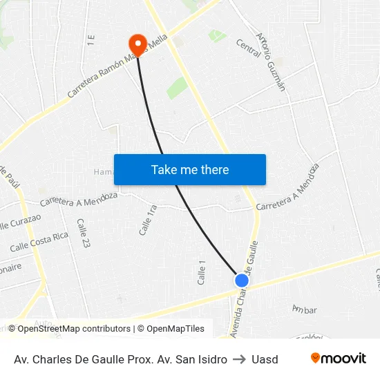 Av. Charles De Gaulle Prox. Av. San Isidro to Uasd map