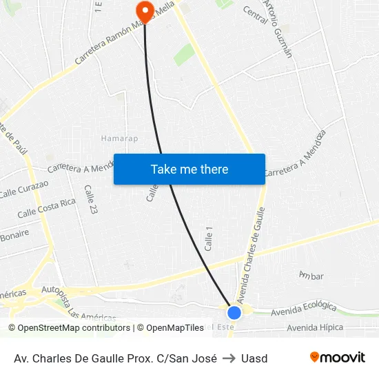 Av. Charles De Gaulle Prox. C/San José to Uasd map
