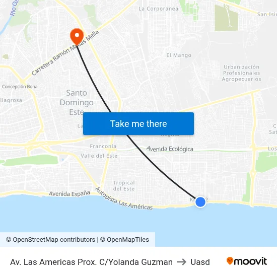 Av. Las Americas Prox. C/Yolanda Guzman to Uasd map
