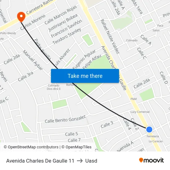 Avenida Charles De Gaulle 11 to Uasd map