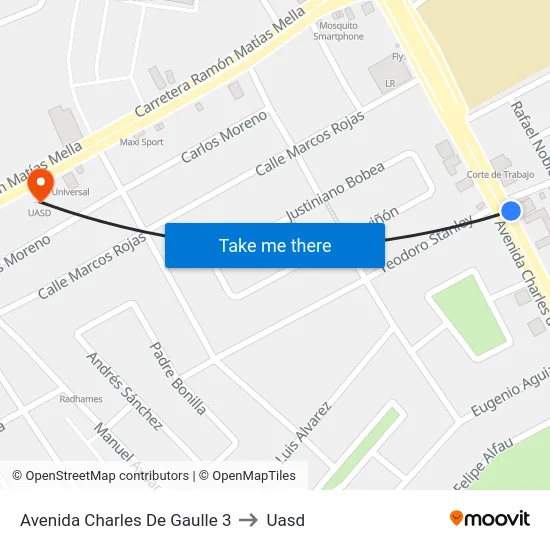 Avenida Charles De Gaulle 3 to Uasd map
