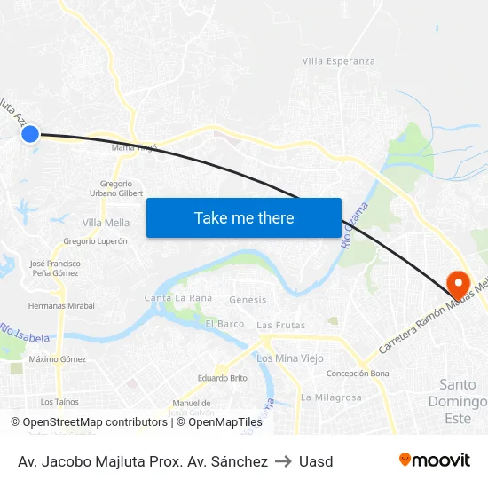 Av. Jacobo Majluta Prox. Av. Sánchez to Uasd map