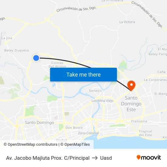 Av. Jacobo Majluta Prox. C/Principal to Uasd map