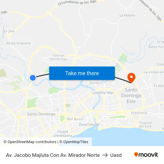 Av. Jacobo Majluta Con Av. Mirador Norte to Uasd map