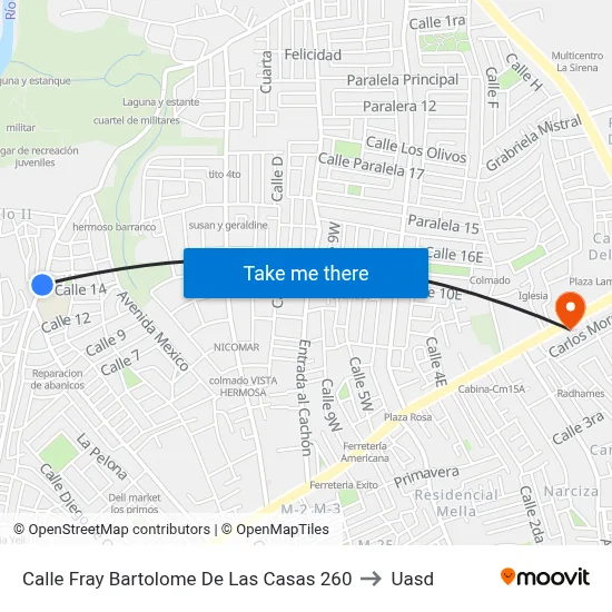 Calle Fray Bartolome De Las Casas 260 to Uasd map