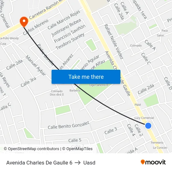 Avenida Charles De Gaulle 6 to Uasd map