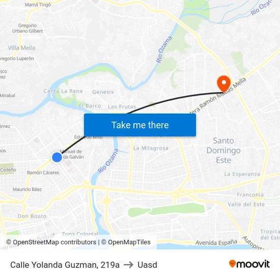 Calle Yolanda Guzman, 219a to Uasd map