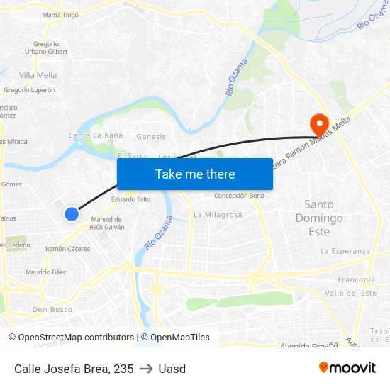 Calle Josefa Brea, 235 to Uasd map