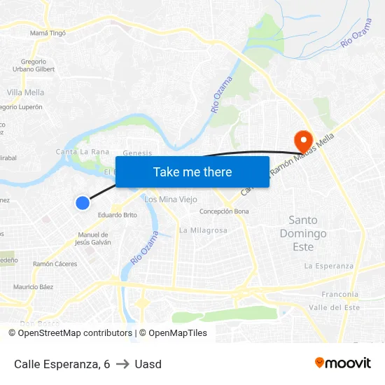 Calle Esperanza, 6 to Uasd map