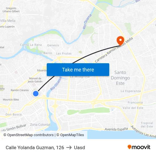 Calle Yolanda Guzman, 126 to Uasd map