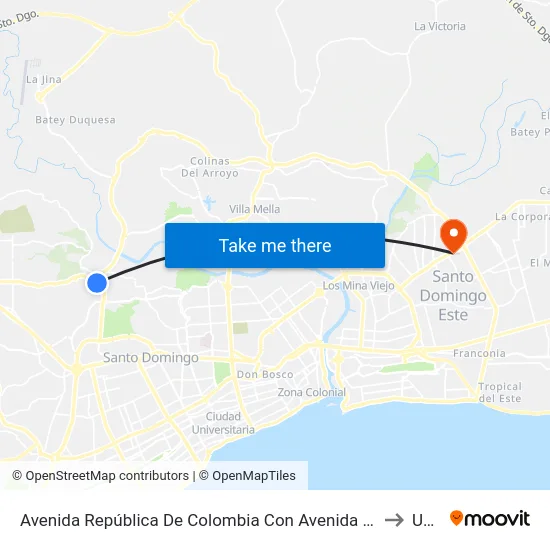 Avenida República De Colombia Con Avenida Jacobo Majluta to Uasd map