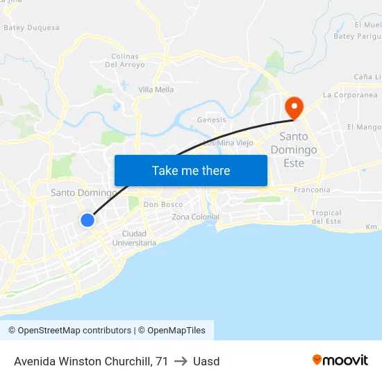 Avenida Winston Churchill, 71 to Uasd map
