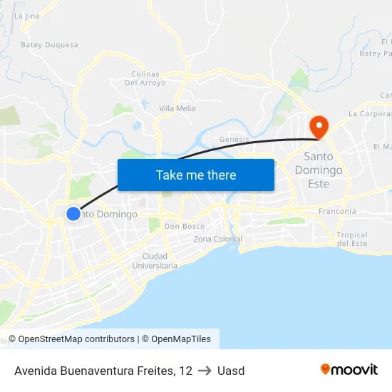 Avenida Buenaventura Freites, 12 to Uasd map