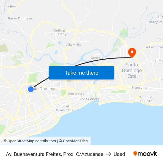 Av. Buenaventura Freites, Prox. C/Azucenas to Uasd map