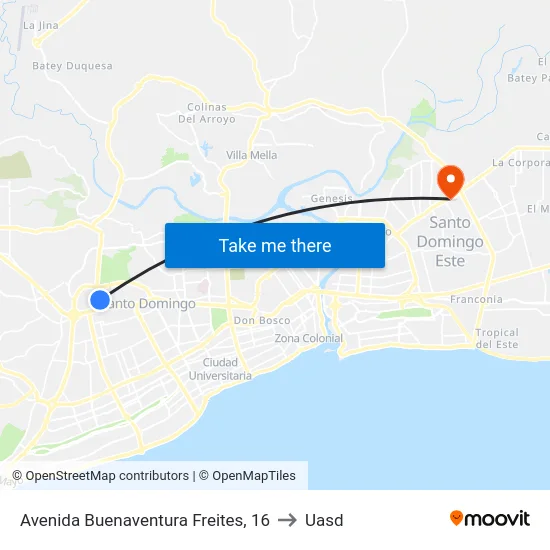 Avenida Buenaventura Freites, 16 to Uasd map