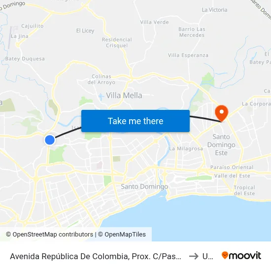 Avenida República De Colombia, Prox. C/Paseo Del Arroyo to Uasd map