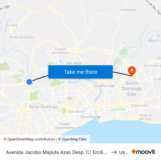 Avenida Jacobo Majluta Azar, Desp. C/ Ercilia Pepin to Uasd map