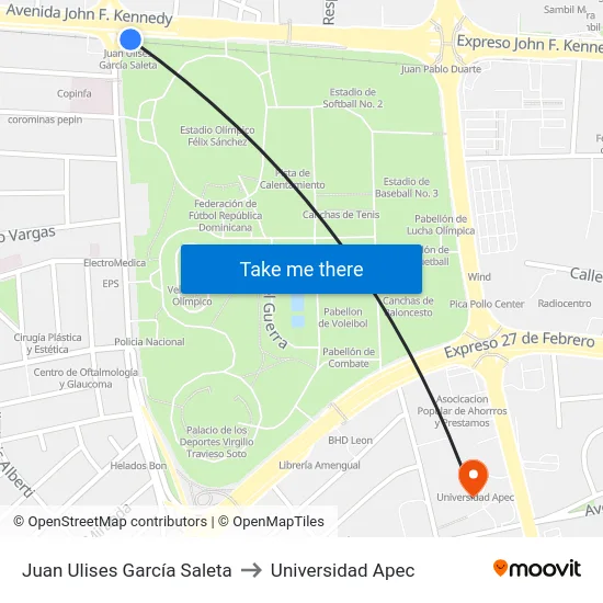 Juan Ulises García Saleta to Universidad Apec map