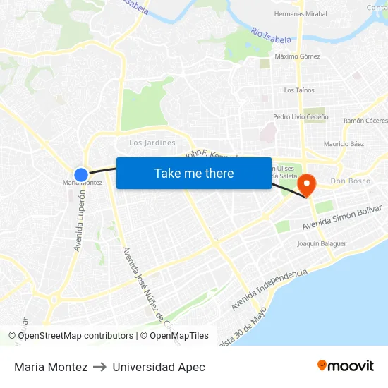 María Montez to Universidad Apec map