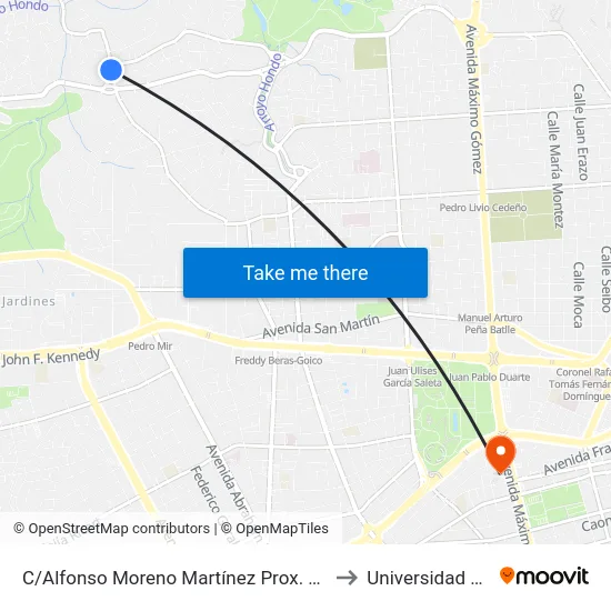 C/Alfonso Moreno Martínez Prox. C/Arabia to Universidad Apec map
