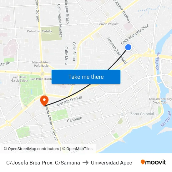C/Josefa Brea Prox. C/Samana to Universidad Apec map