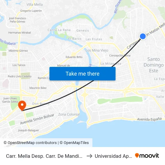 Carr. Mella Desp. Carr. De Mandinga to Universidad Apec map
