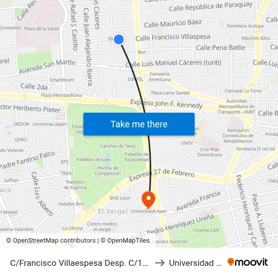 C/Francisco Villaespesa Desp. C/14 De Junio to Universidad Apec map