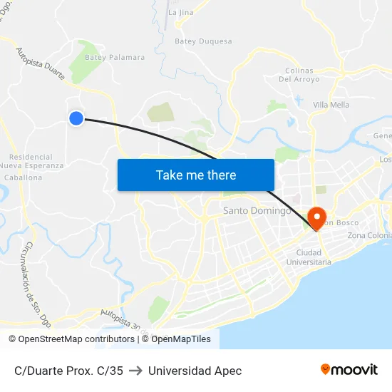 C/Duarte Prox. C/35 to Universidad Apec map
