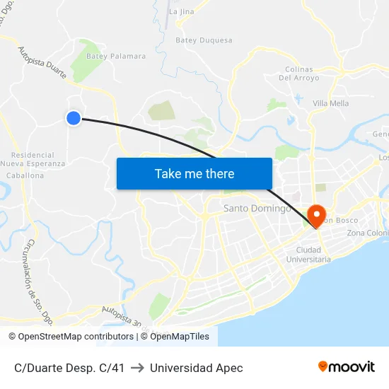 C/Duarte Desp. C/41 to Universidad Apec map