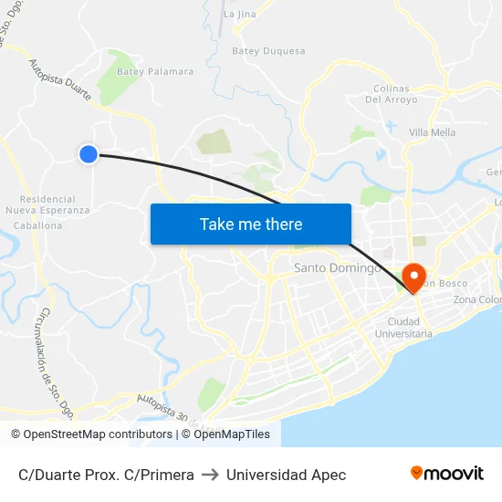 C/Duarte Prox. C/Primera to Universidad Apec map