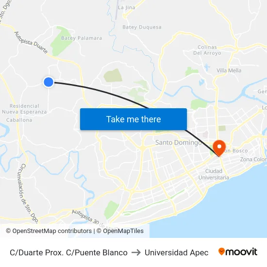 C/Duarte Prox. C/Puente Blanco to Universidad Apec map