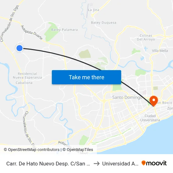 Carr. De Hato Nuevo Desp. C/San Rafael to Universidad Apec map