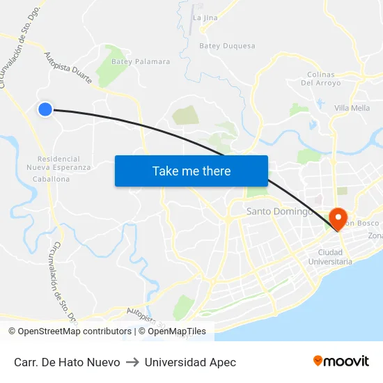 Carr. De Hato Nuevo to Universidad Apec map