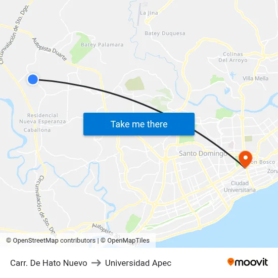 Carr. De Hato Nuevo to Universidad Apec map