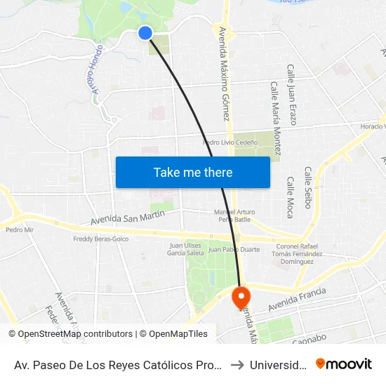 Av. Paseo De Los Reyes Católicos Prox. C/Arzobispo Romero to Universidad Apec map