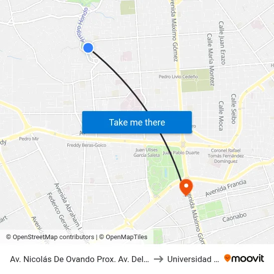 Av. Nicolás De Ovando Prox. Av. Del Zoológico to Universidad Apec map