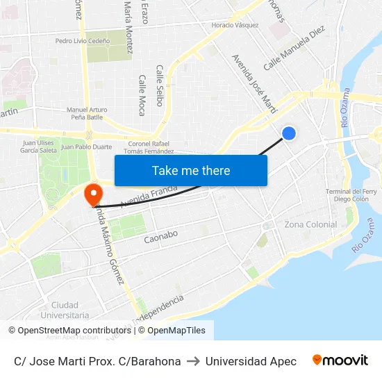 C/ Jose Marti Prox. C/Barahona to Universidad Apec map