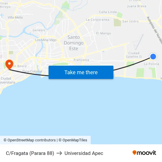 C/Fragata (Parara 88) to Universidad Apec map