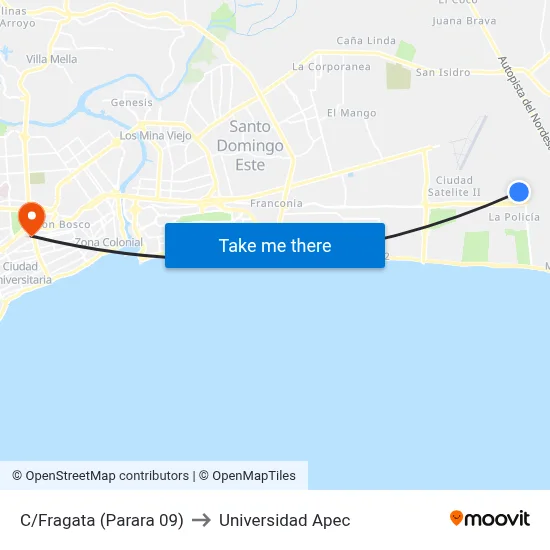 C/Fragata (Parara 09) to Universidad Apec map
