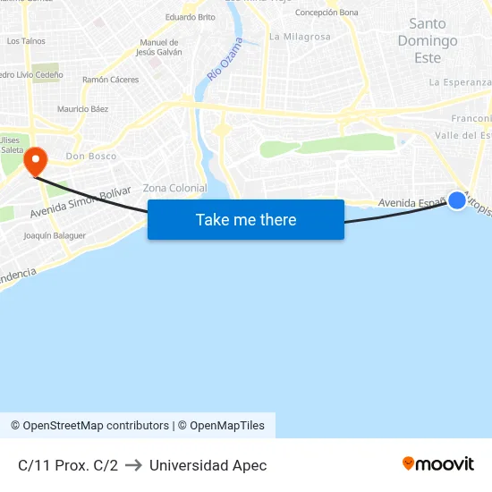 C/11 Prox. C/2 to Universidad Apec map