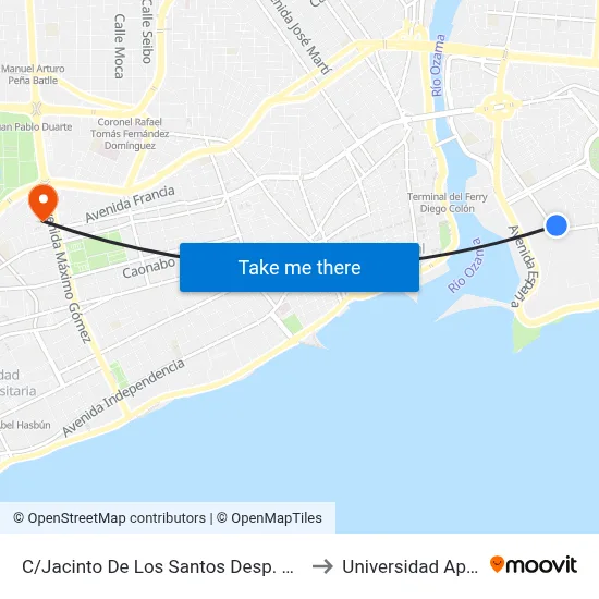 C/Jacinto De Los Santos Desp. C/B to Universidad Apec map
