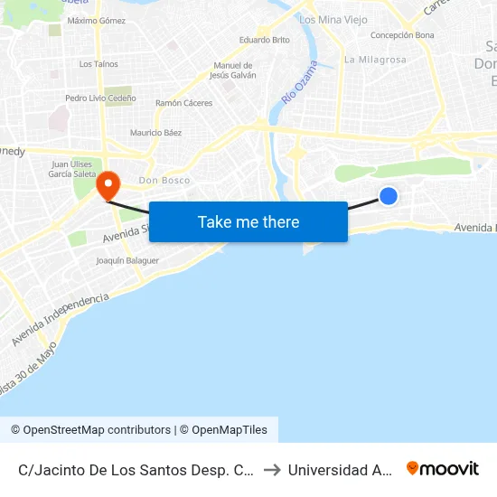 C/Jacinto De Los Santos Desp. C/5ta to Universidad Apec map