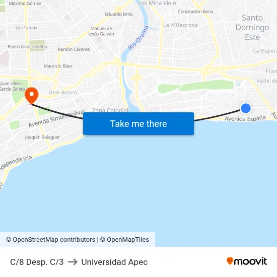 C/8 Desp. C/3 to Universidad Apec map