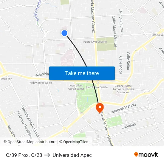 C/39 Prox. C/28 to Universidad Apec map