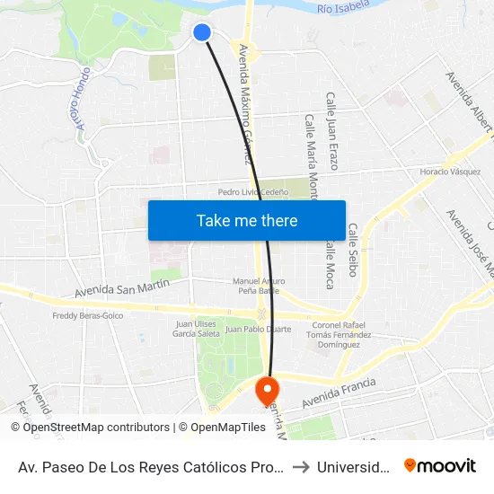 Av. Paseo De Los Reyes Católicos Prox. C/Ramón Cáceres to Universidad Apec map