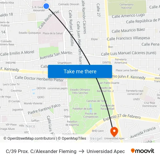 C/39 Prox. C/Alexander Fleming to Universidad Apec map