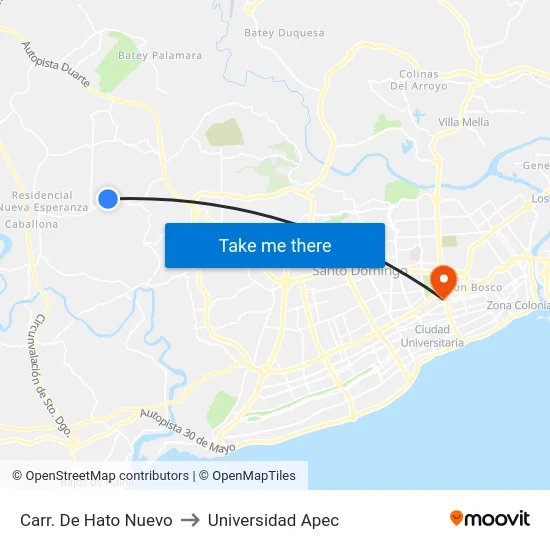 Carr. De Hato Nuevo to Universidad Apec map
