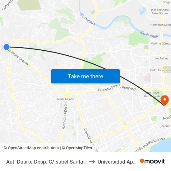 Aut. Duarte Desp. C/Isabel Santana to Universidad Apec map
