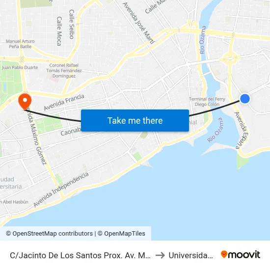 C/Jacinto De Los Santos Prox. Av. Mirador Del Este to Universidad Apec map