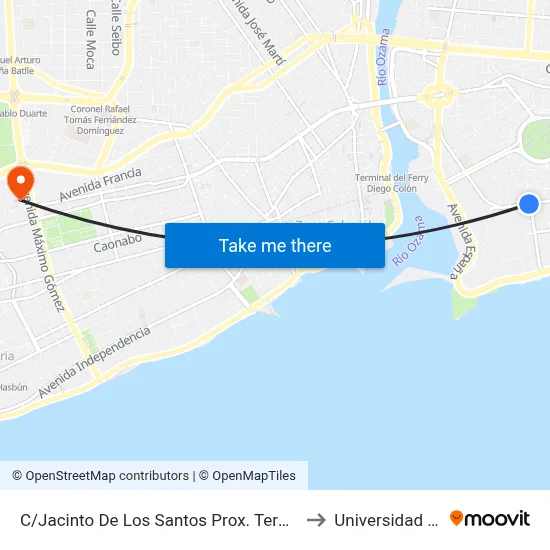 C/Jacinto De Los Santos Prox. Terminal Esso to Universidad Apec map
